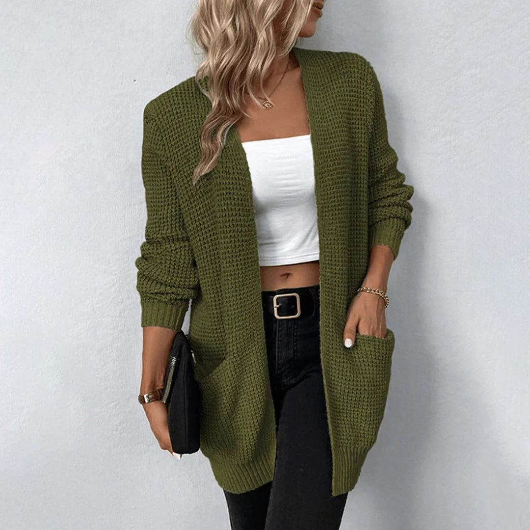 Cardigan mit Taschen | Offener Schnitt | Grobstrick-Design