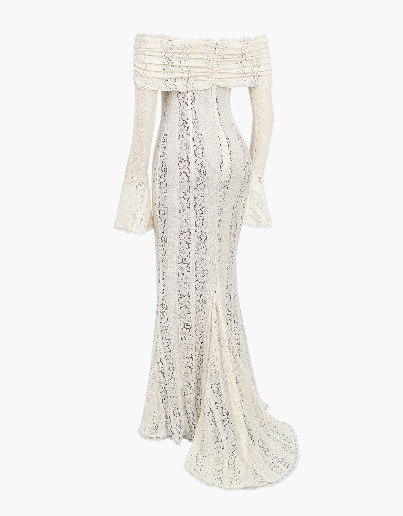 Spitzen-Abendkleid mit Carmen-Ausschnitt und langen Ärmeln für Damen