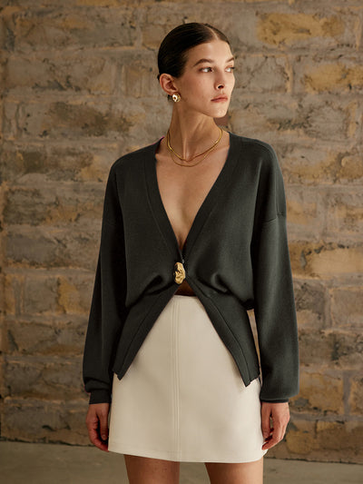 Maris | Goldene Knopfleiste Damen Strickjacke