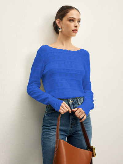 Strickpullover mit offenem Rücken | Häkelmuster | Femininer Look