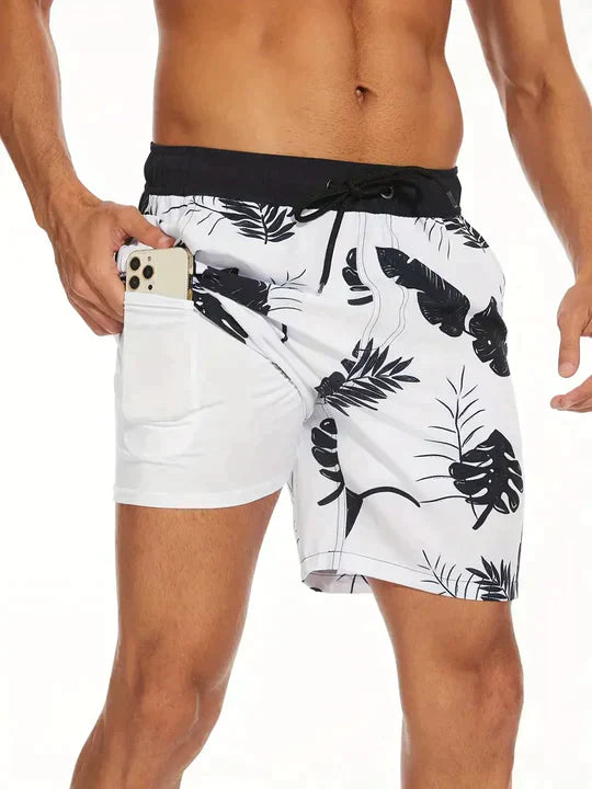 Herren-Badeshorts aus leichtem, schnelltrocknendem Material mit elastischem Bund