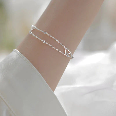 Verstellbares Herz-Armband aus Silber