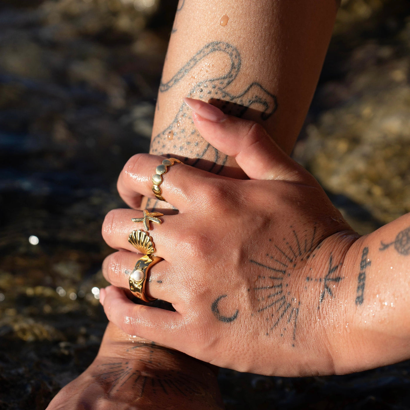 Marina Ring mit Seestern- und Muscheldesign – Maritim & Verstellbar