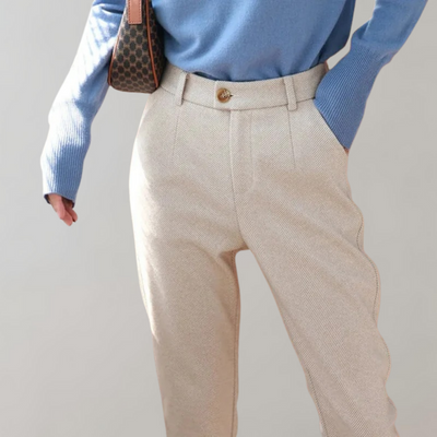 Stoffhose mit hohem Bund | Zarte Struktur | Eleganter Schnitt