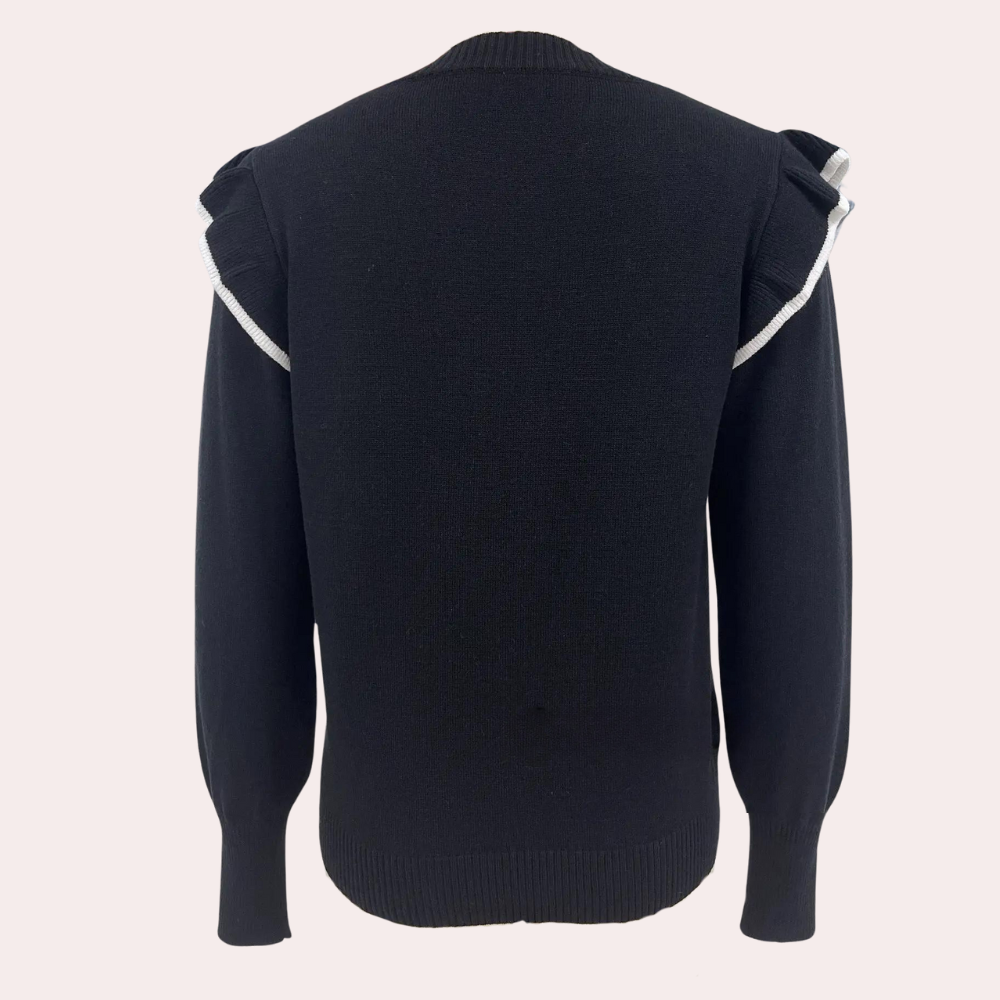 Pullover mit Rüschen | Langarm | Schlichter Rundhalsausschnitt