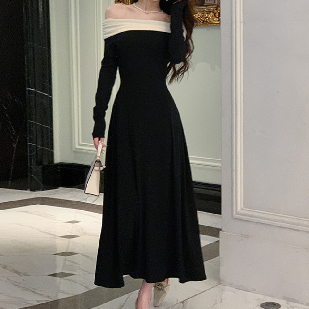 Elegantes Damen Maxi-Kleid | Schulterfreier Schnitt & Feminine Silhouette