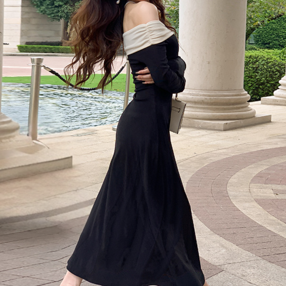 Elegantes Damen Maxi-Kleid | Schulterfreier Schnitt & Feminine Silhouette