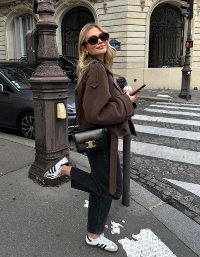 Saira | Kurzer Zweireihiger Gürtelmantel