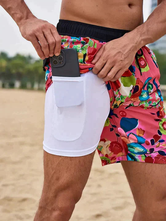 Herren-Badeshorts aus leichtem, schnelltrocknendem Material mit elastischem Bund