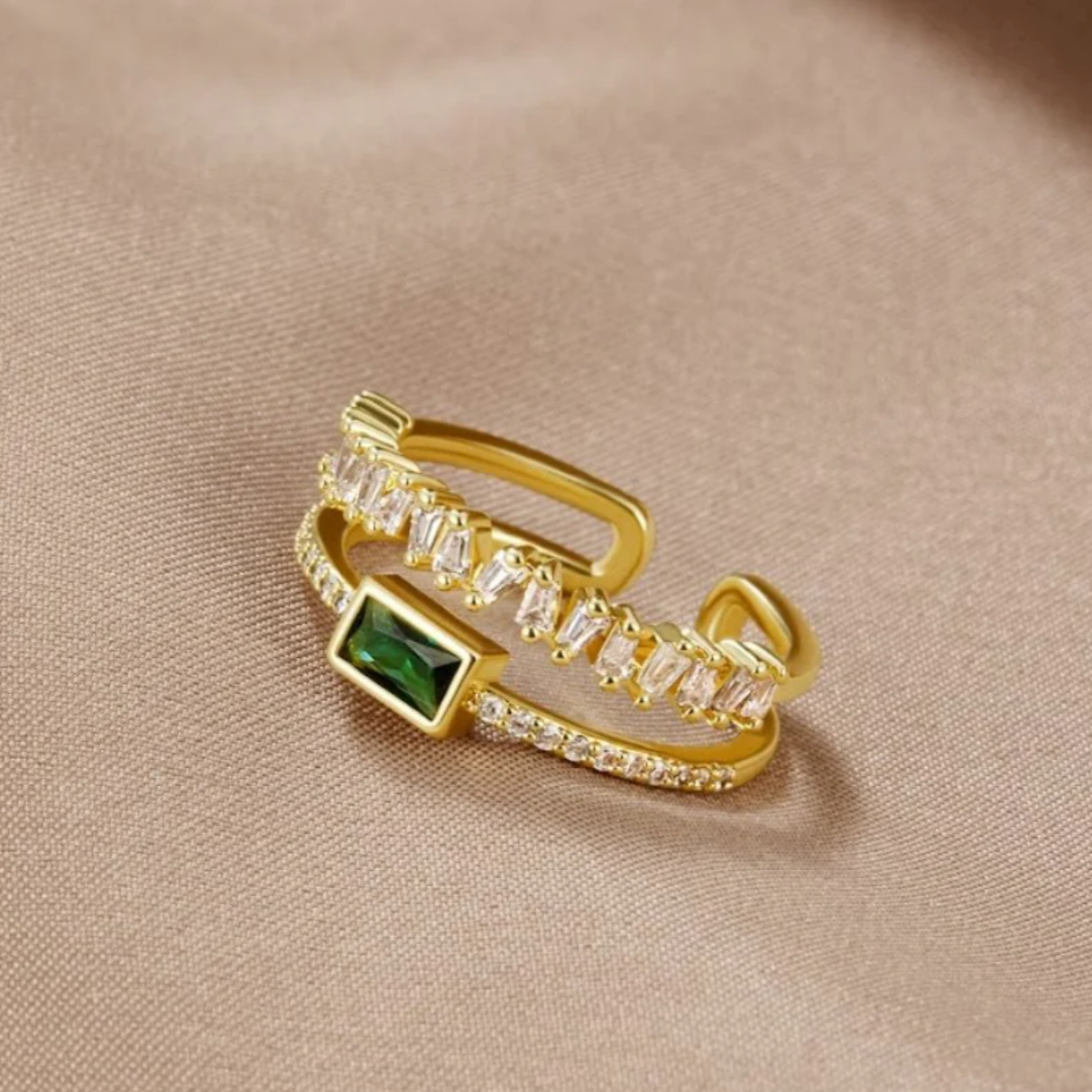 Smaragdring mit Zirkonia in Gold