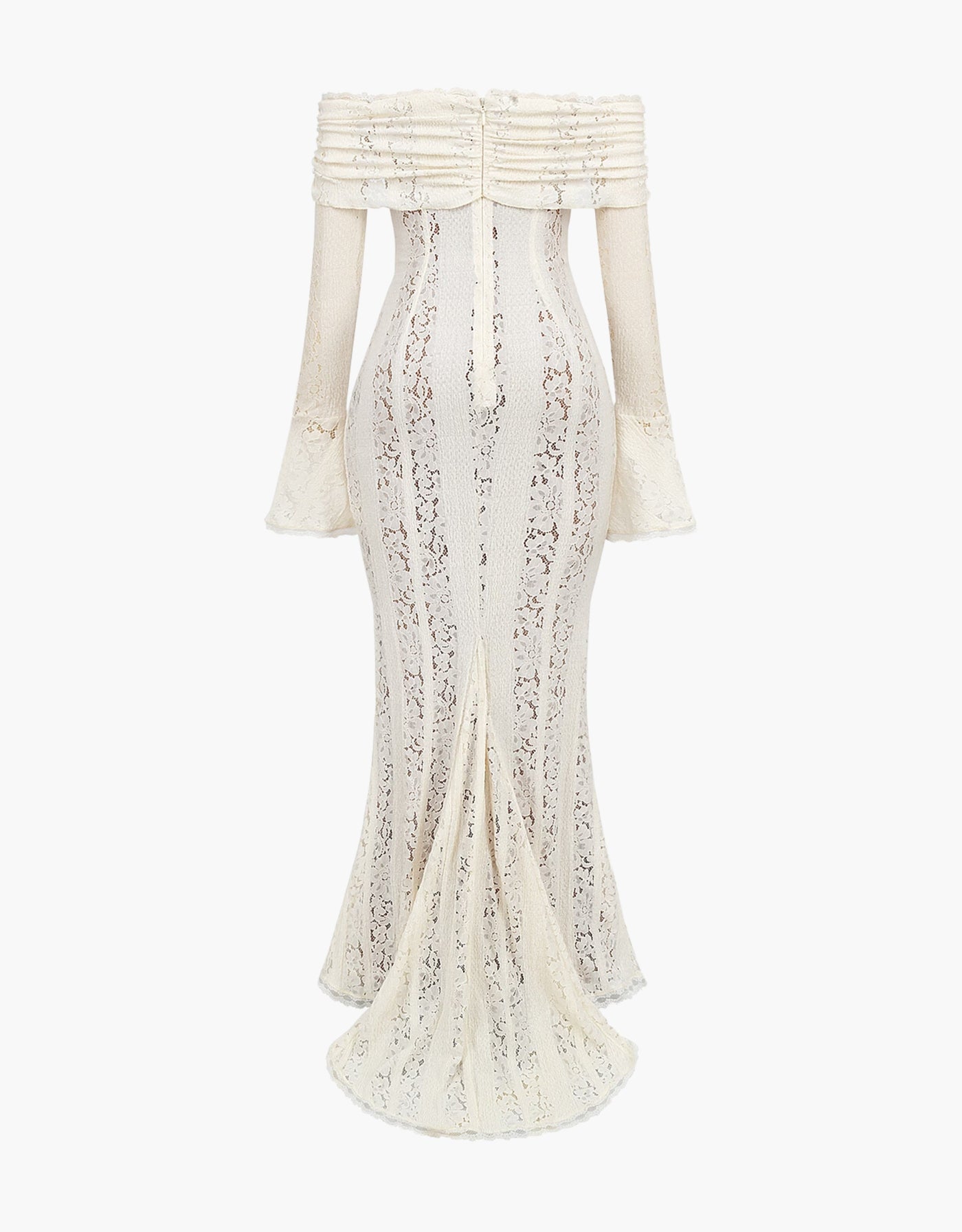 Spitzen-Abendkleid mit Carmen-Ausschnitt und langen Ärmeln für Damen