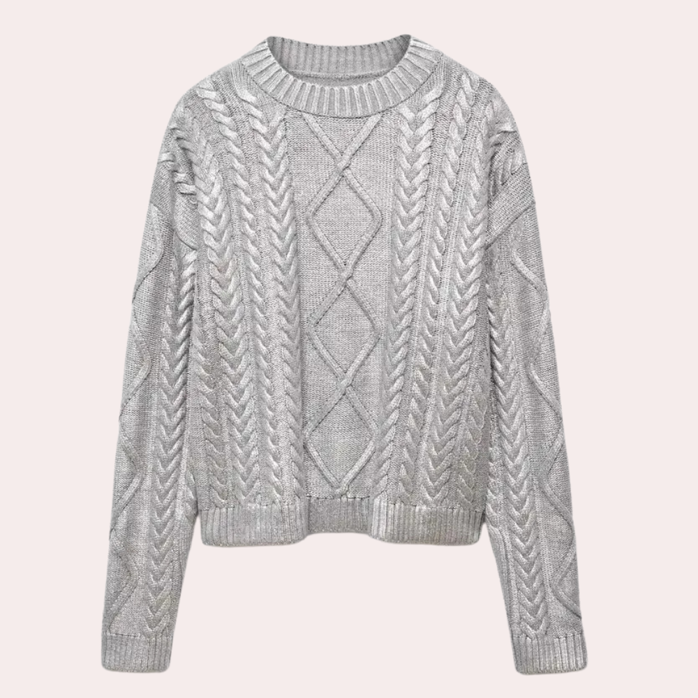 Glänzender Zopfstrickpullover | Eleganter Chic | Modernes Design