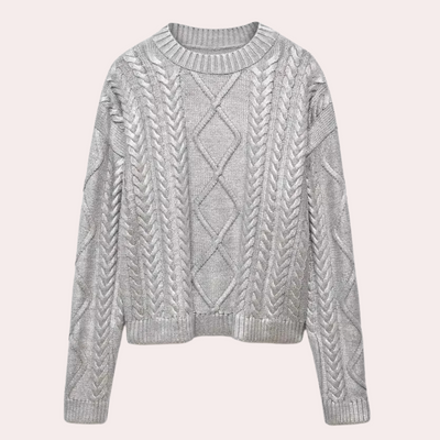 Glänzender Zopfstrickpullover | Eleganter Chic | Modernes Design