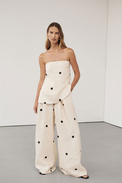 Leane | Set aus Trägerlosem Top und Weiter Hose