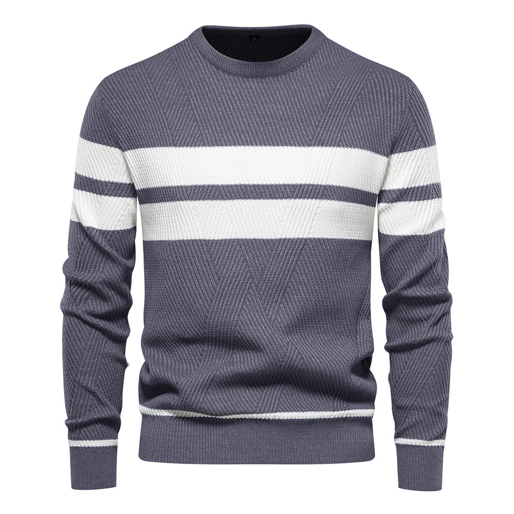 Herren Streifenpullover mit Rundhals - Klassisch Modern