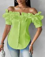 Carmen-Bluse mit Rüschen | Taillierte Passform | Eleganter Stil