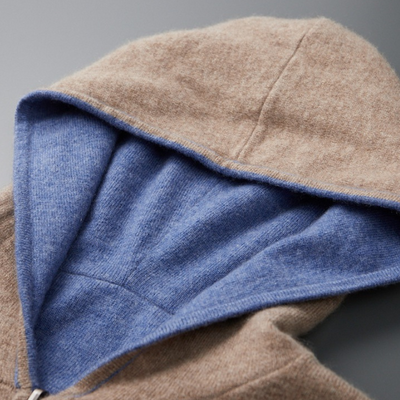 Herren Kaschmir-Wolle Kapuzenpullover mit Reißverschluss - Premium Qualität
