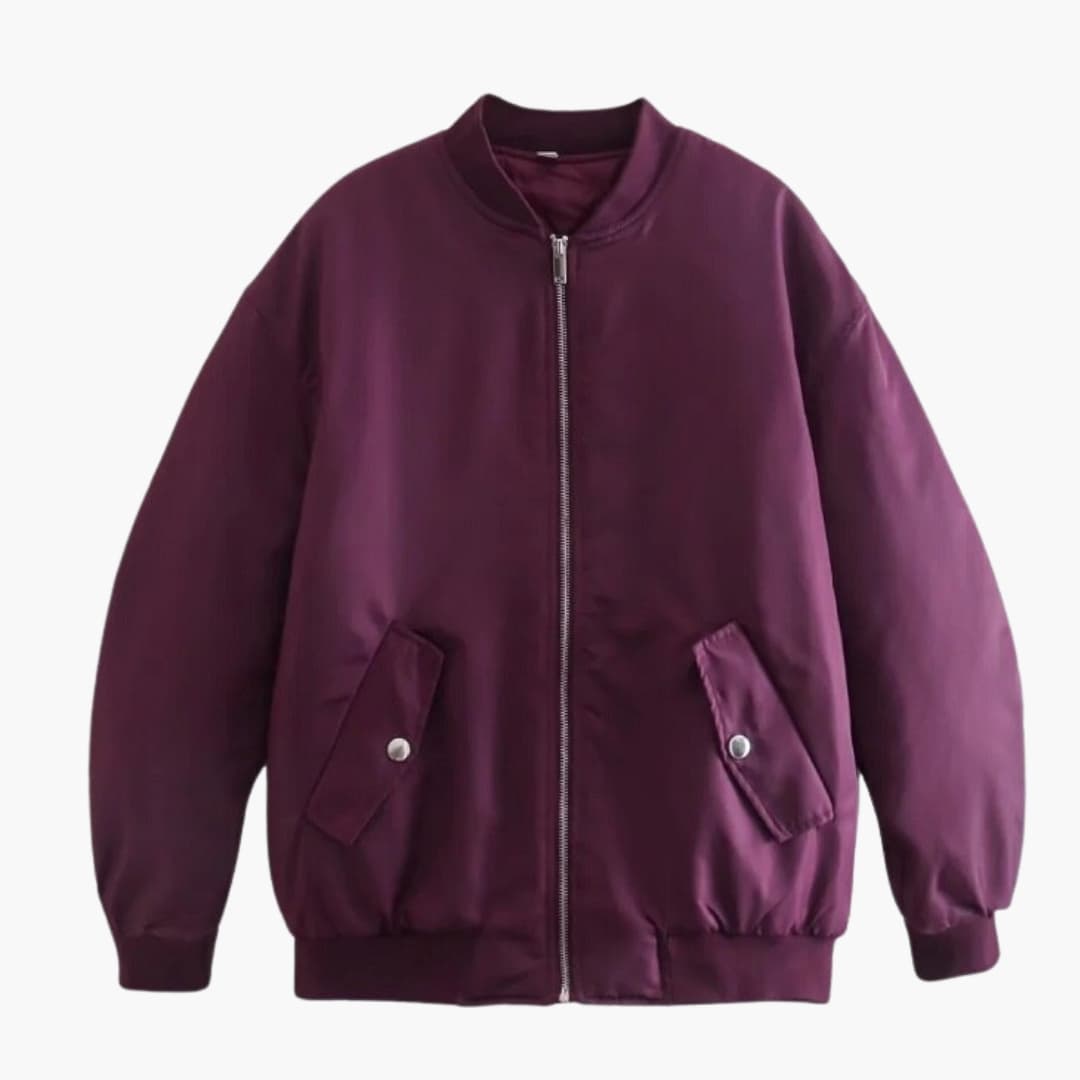 Damen Bomberjacke mit Reißverschluss und Fronttaschen