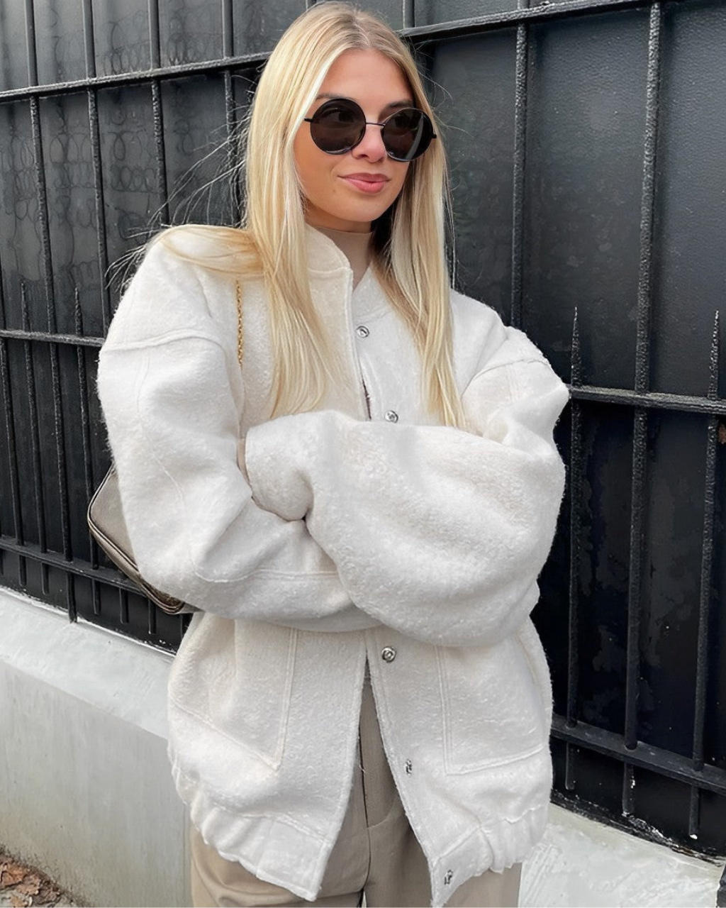 Damen Bomberjacke Baumwolle Oversized Stil