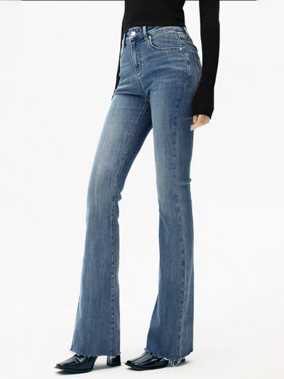 Damen Bootcut Jeans Hochbund Denim Stretch