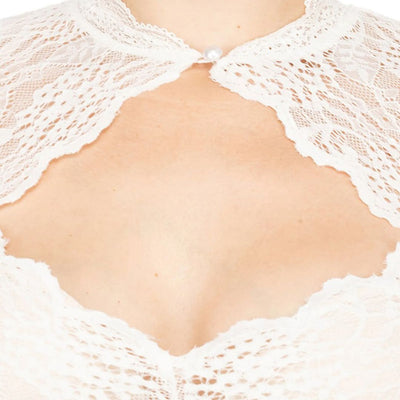 Damen Dirndlbluse Spitze Elegant mit Verführerischem Ausschnitt und Hochwertiger Baumwolle