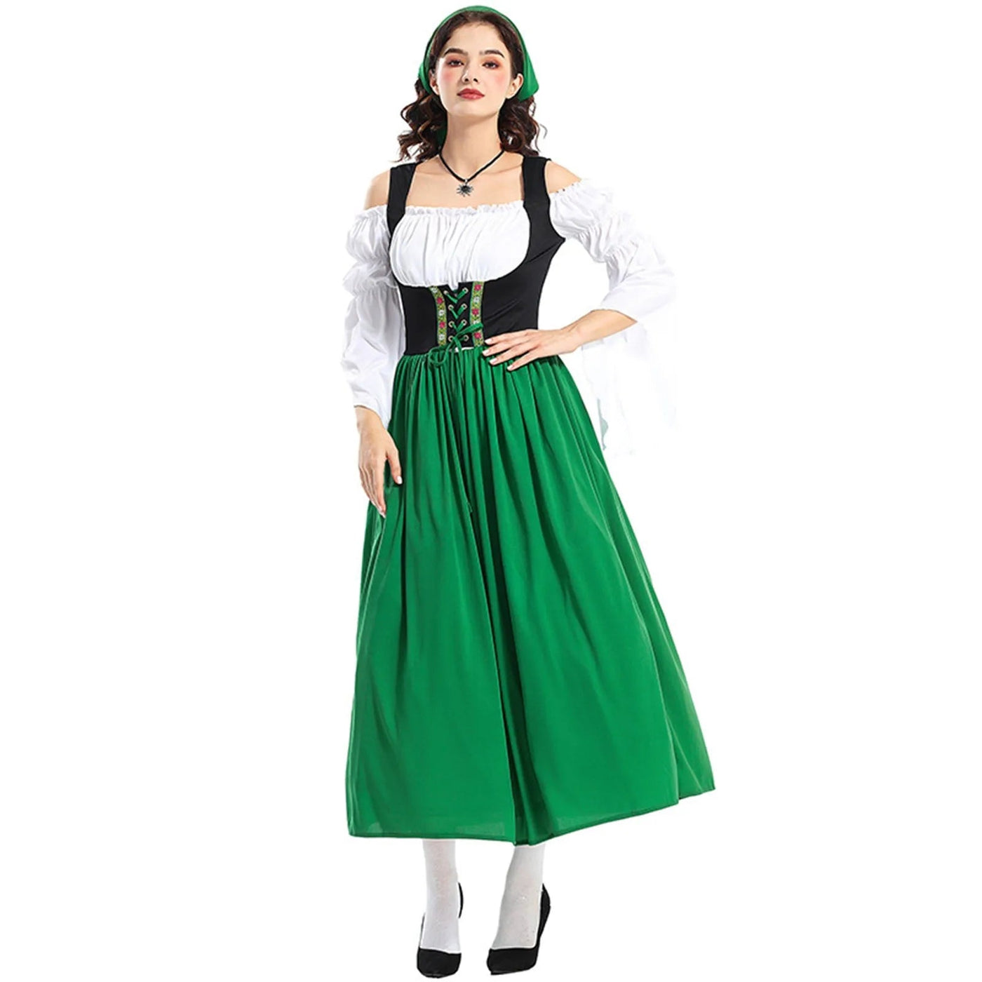 Damen Trachtenkleid Baumwolle Schulterfrei Elegant