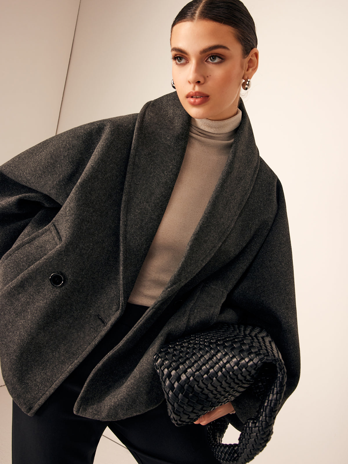 Damen Mantel Lang mit Taschen für Winter Eleganz