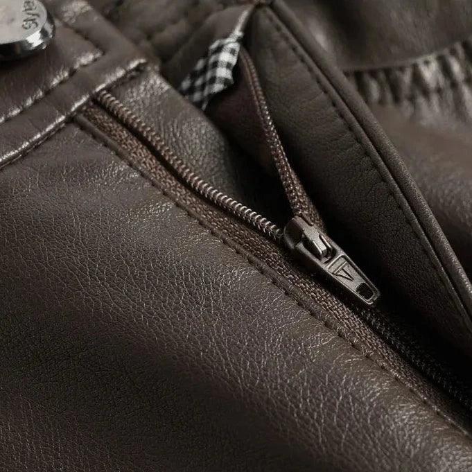 Damenhose Kunstleder Weitschnitt Elegant Komfortabel