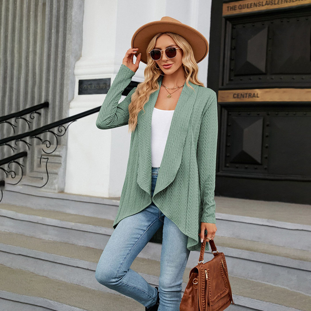 Cardigan mit Wasserfallkragen | Lockerer Schnitt | Strukturierter Look