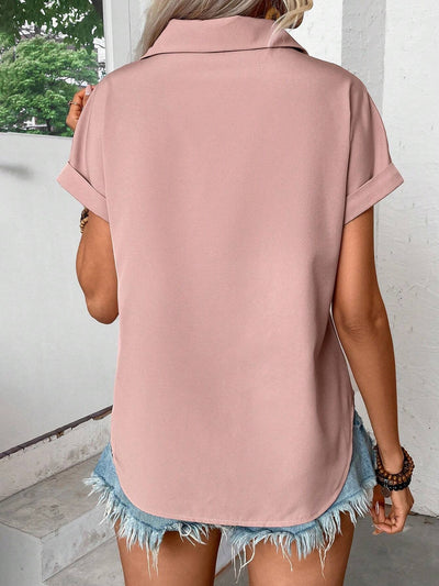 Hemdbluse mit Falteneinsatz | Kurzarm | Strukturiert & Feminin