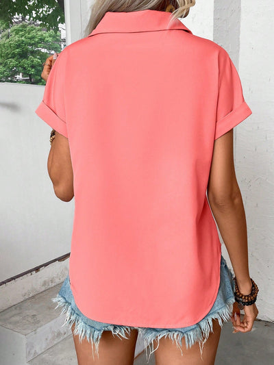 Hemdbluse mit Falteneinsatz | Kurzarm | Strukturiert & Feminin