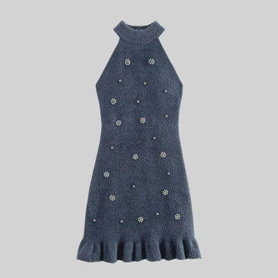 Strick-Minikleid mit Ziersteinen | Femininer Schnitt | Verspielt & Elegant