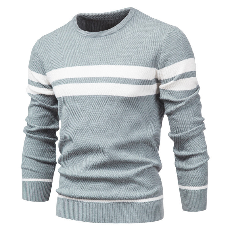 Herren Streifenpullover mit Rundhals - Klassisch Modern