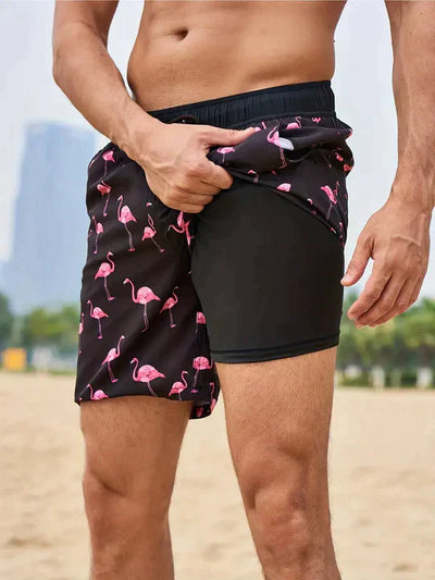 Herren-Badeshorts aus leichtem, schnelltrocknendem Material mit elastischem Bund