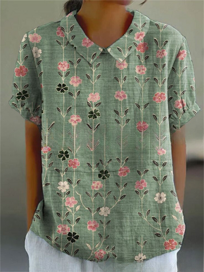 Damen Vintage Bluse mit Blumenmuster