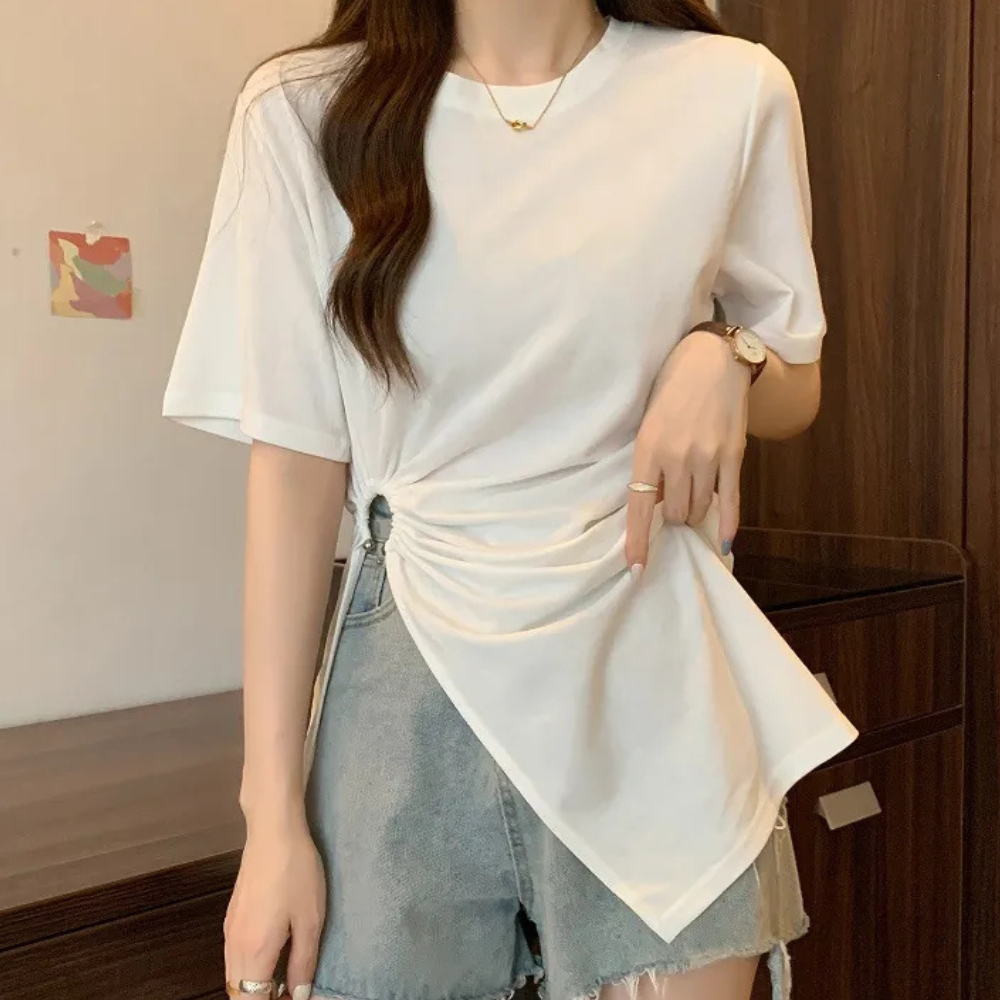 Ceina - Stilvolles asymmetrisches Damenhemd, einzigartiger Stil