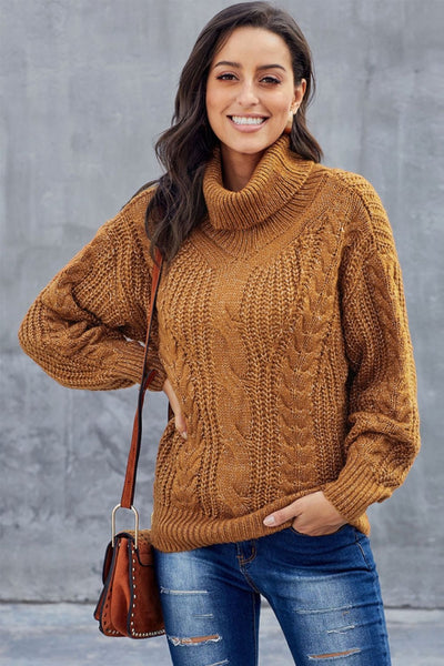 Laura | Grobes Zopfmuster pullover mit Rollkragen