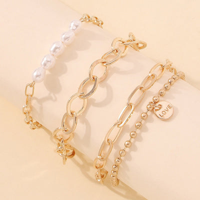 Set Kubanische Kettenarmbänder in Gold