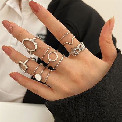 Set mit 11 Vintage Silberringen