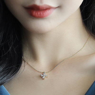 Windmühlen-Halskette mit Zirkonia in Gold