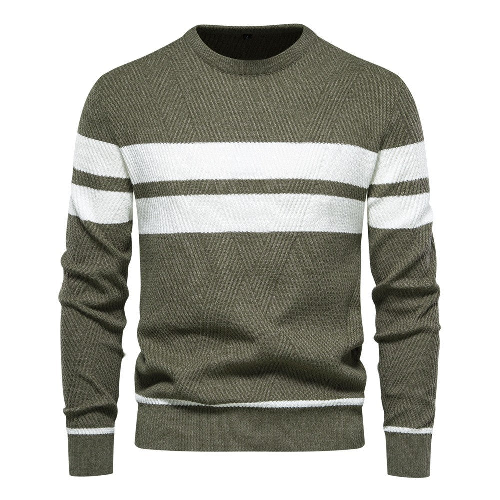 Herren Streifenpullover mit Rundhals - Klassisch Modern