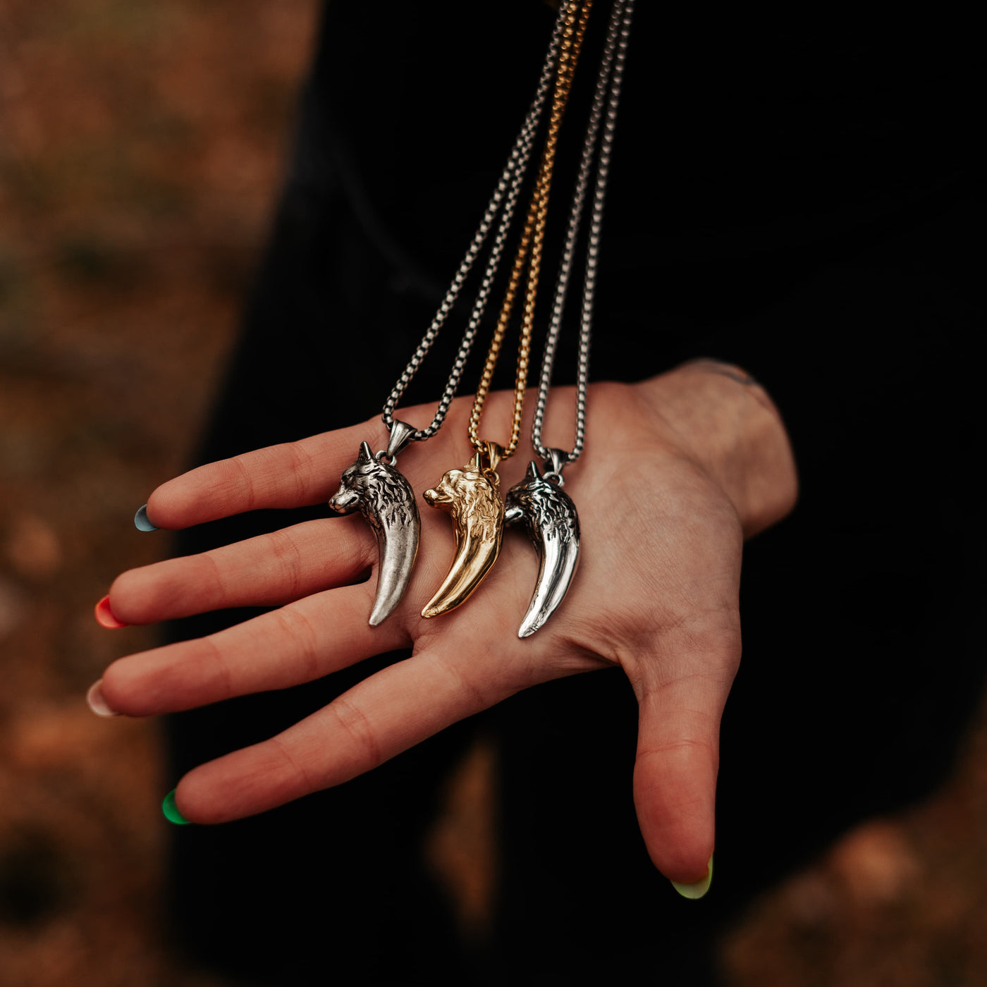 Stylische Herren Wolfskette