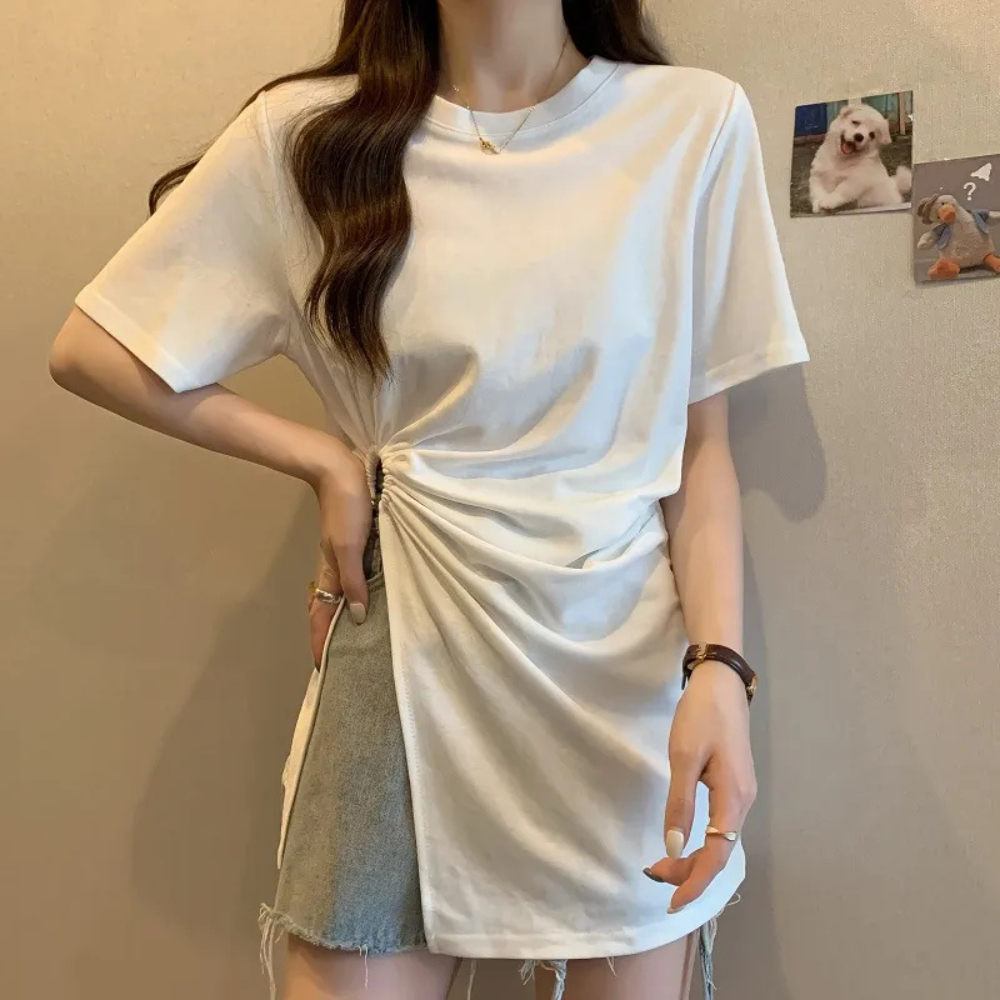 Ceina - Stilvolles asymmetrisches Damenhemd, einzigartiger Stil