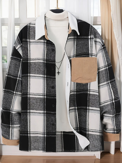 Karierte Lässige Herren Übergangsjacke