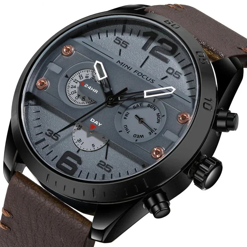 Luxus Chronograph mit Lederarmband – Sport Edition