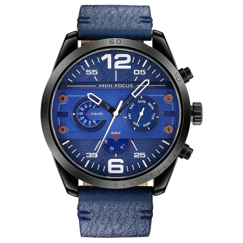 Luxus Chronograph mit Lederarmband – Sport Edition