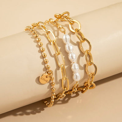 Set Kubanische Kettenarmbänder in Gold