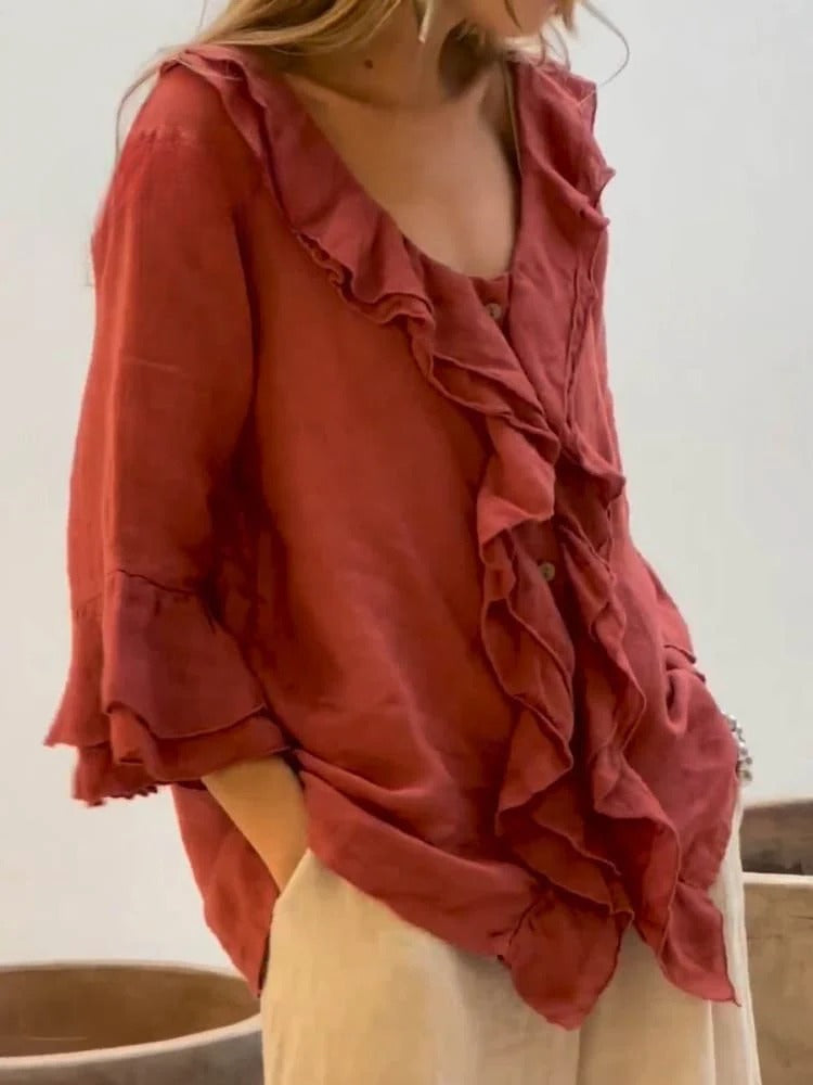 Kerstin | Stilvolles Rüschen Freizeitshirt