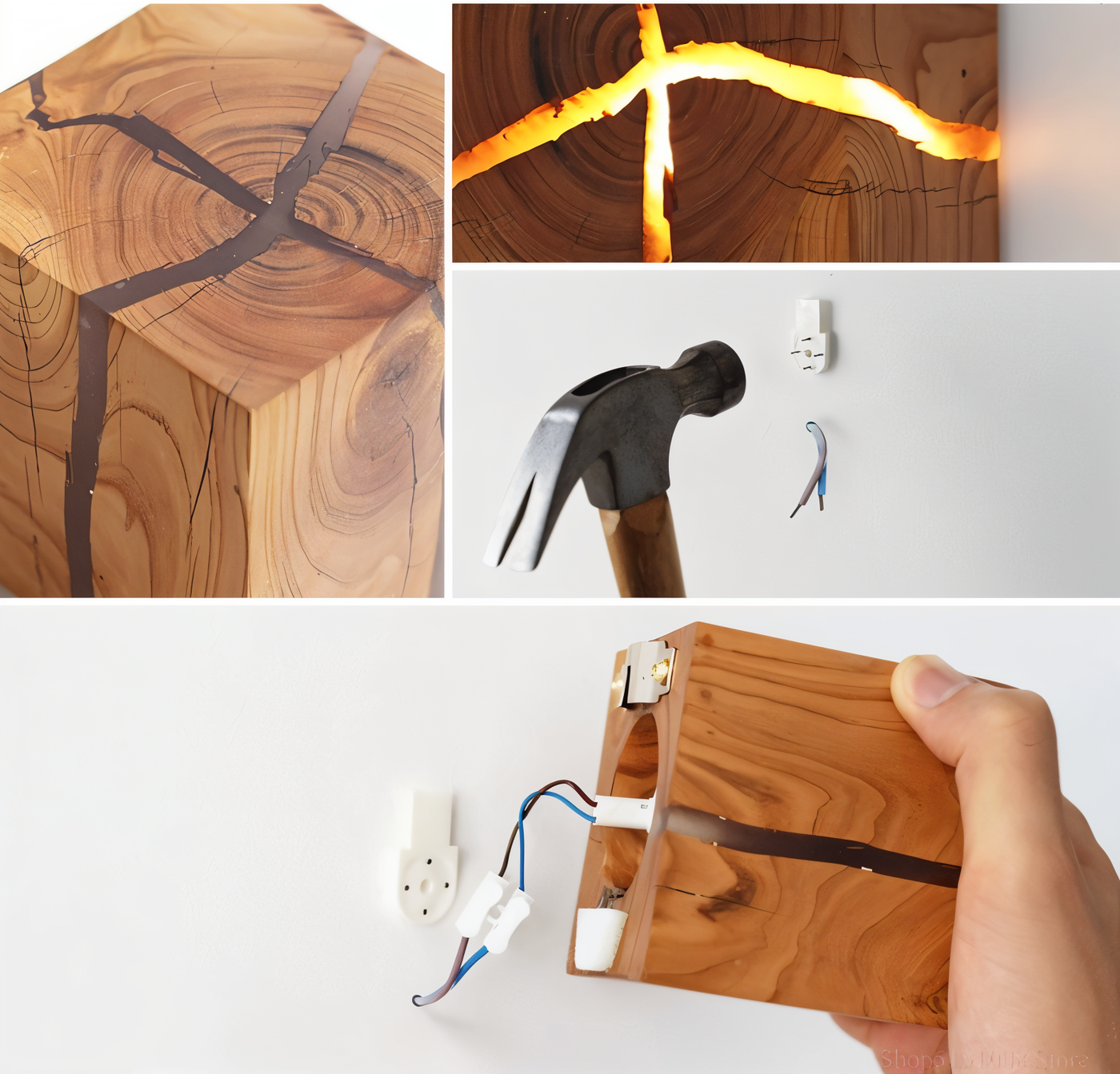 Rustikale Holz Wandleuchte – Moderne LED Wandlampe im Natur Design