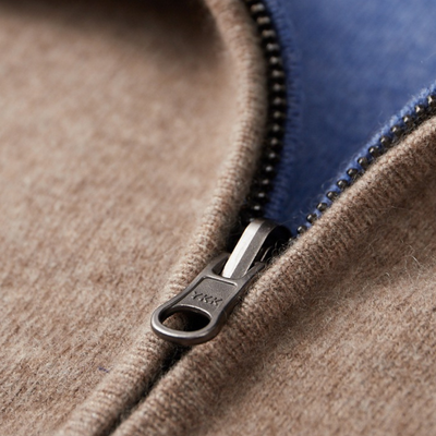 Herren Kaschmir-Wolle Kapuzenpullover mit Reißverschluss - Premium Qualität